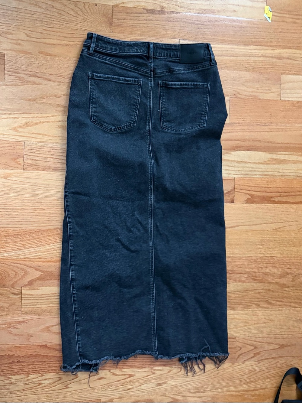 Express Black Denim Maxi Skirt with Front Slit - Picture 2 of 3